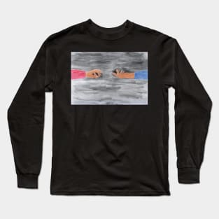 Hands outstretched to each other. Attraction, magnetism. Tenderness, love, relationships. Long Sleeve T-Shirt